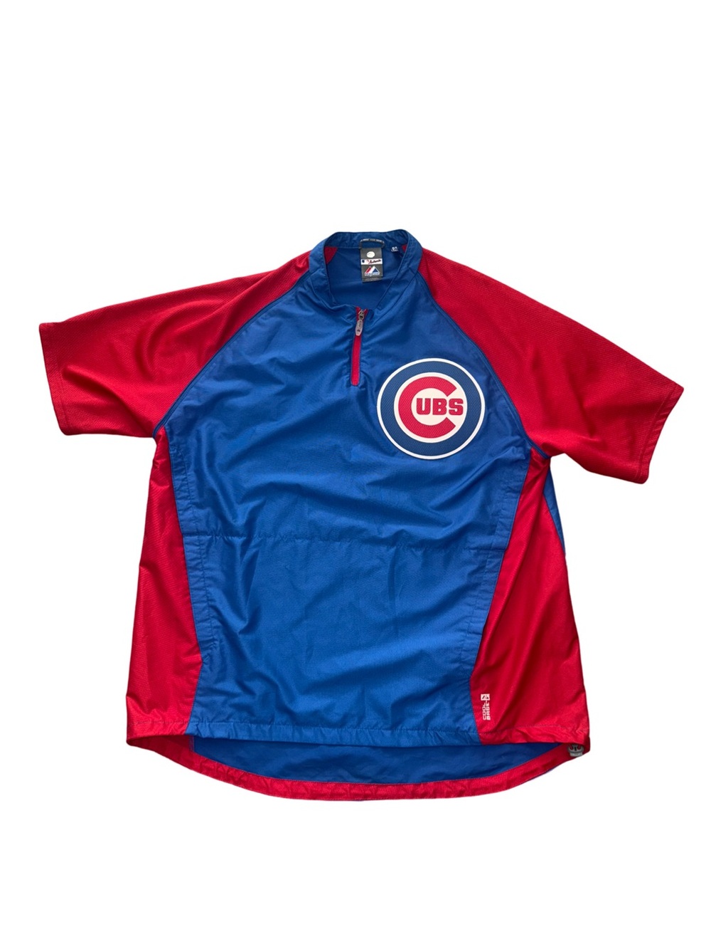 Men's Cubs baseball majestic cool base Blue and Red Short-Sleeve Pullover XL
